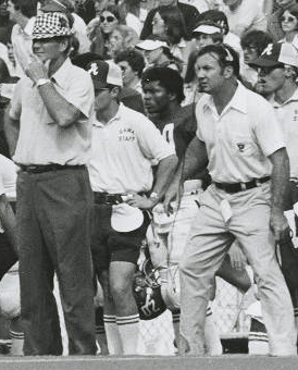 Bear Bryant and Pat Dye coaching at Alabama